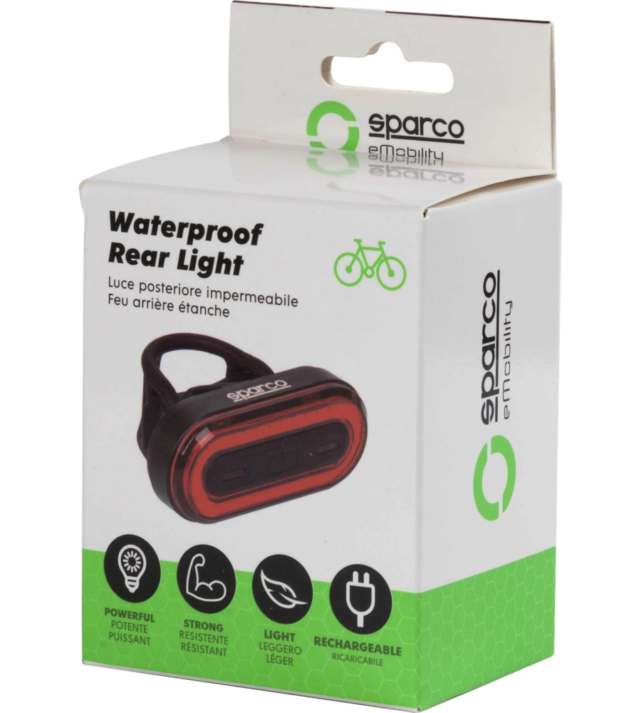 FANALINO POSTERIORE PER BICICLETTA SPARCO IN ALLUMINIO E SILICONE, 3 MODALITA' DI ILLUMINAZIONE